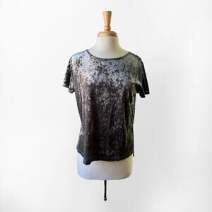 Rebecca Minkoff Alana Gray Crushed Velvet Short Sleeve Top